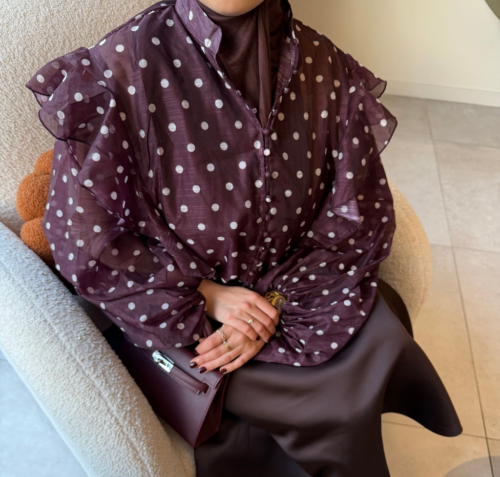 Chemisier à pois Bordeaux