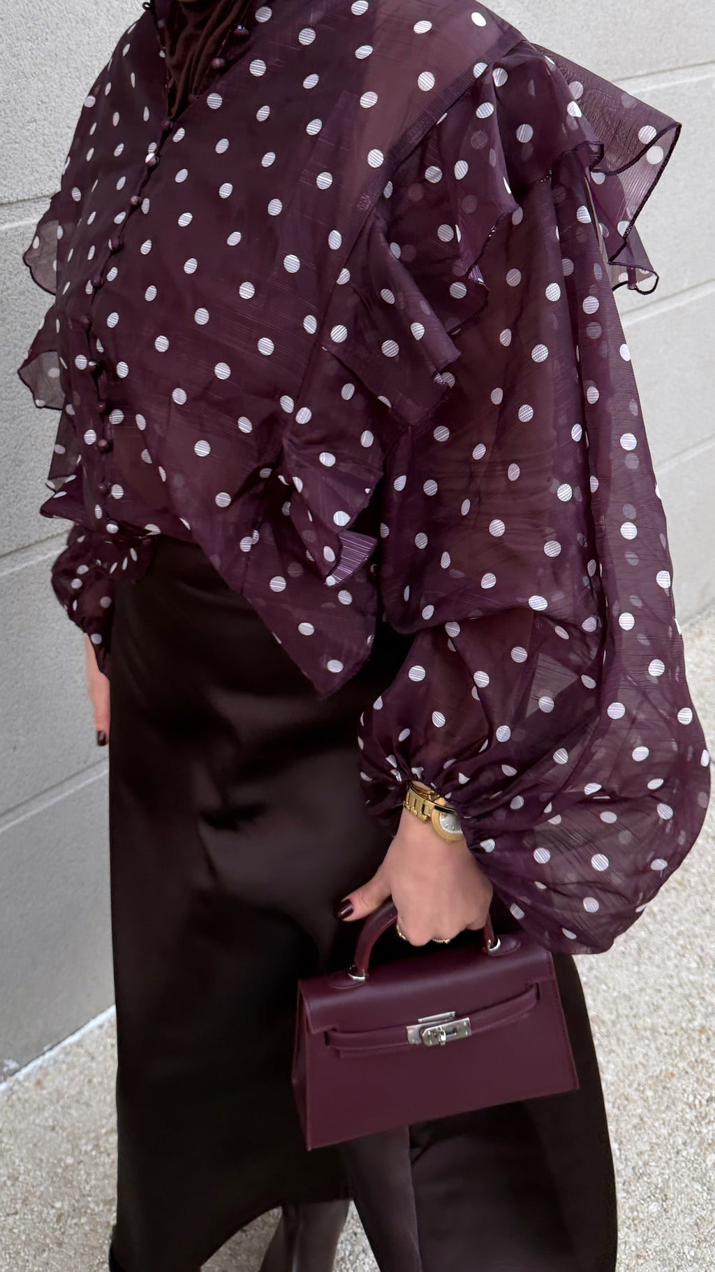 Chemisier à pois Bordeaux